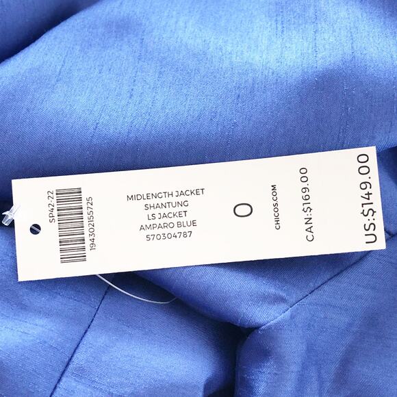 Chico's Womens Jacket O | Small Blue New Button Front - Picture 3 of 9